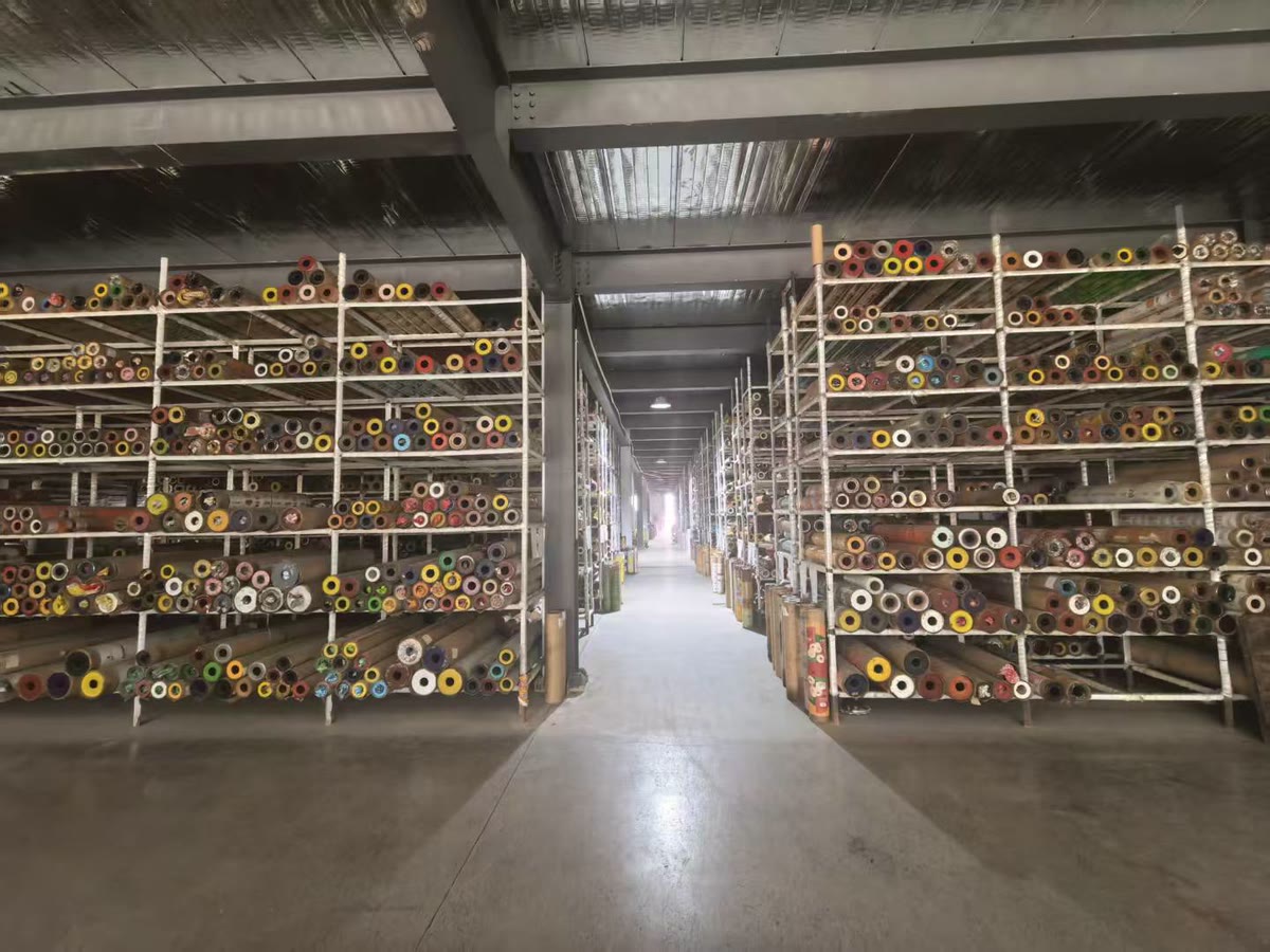 Rotogravure printing cylinder storage area in P&M's owned Guangdong factory