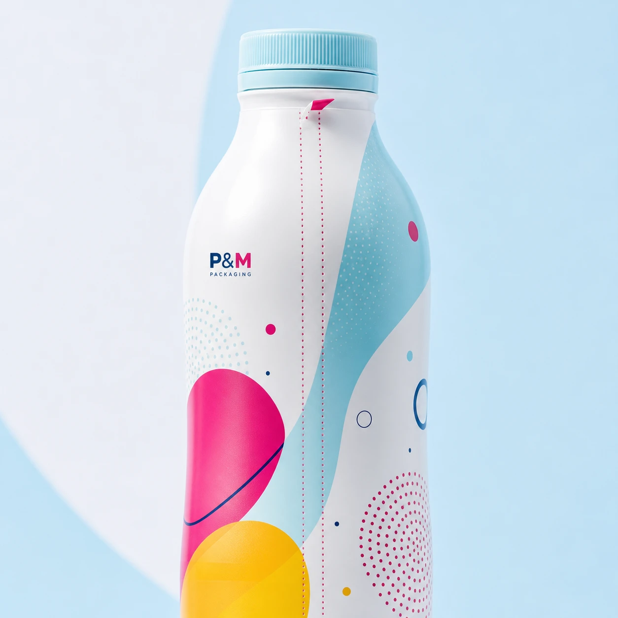 P&M full-body bottle shrink sleeves with vertical easy-tear and cap T-perforation