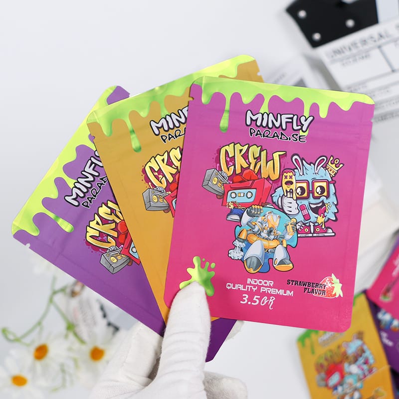 custom printed stand up pouches cannabis bags metallic effect p&m packaging 3